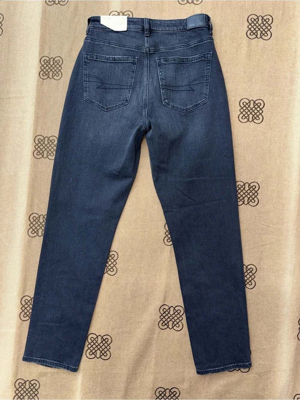 American Eagle Mom Jeans Womens Straight Leg 90s Washed Black Gray High Rise - Picture 10 of 16